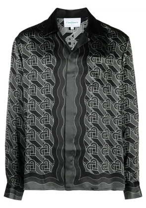 Casablanca Heart Monogram-print silk shirt - Black