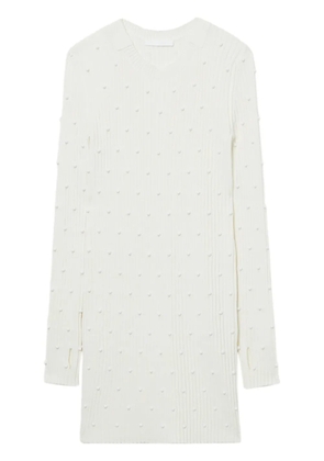 Helmut Lang bead-embellished ribbed-knit dress - White
