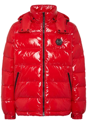 Philipp Plein Hexagon logo-plaque padded jacket - Red