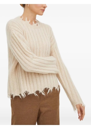 HERSKIND ribbed-frayed sweater - Neutrals