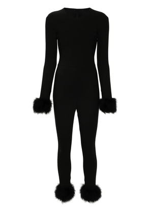 Blumarine feather-trim jumpsuit - Black