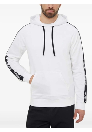 HUGO logo-tape hooded sweatshirt - White
