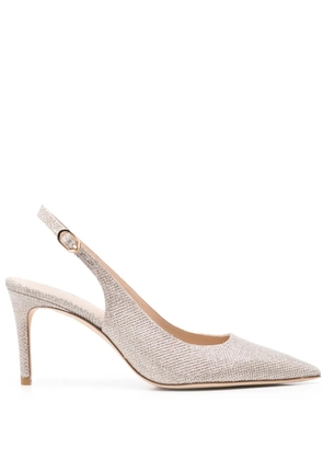 Stuart Weitzman 80mm lurex-detail slingback pumps - Silver