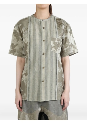 COMMUNS striped floral short-sleeve shirt - Grey