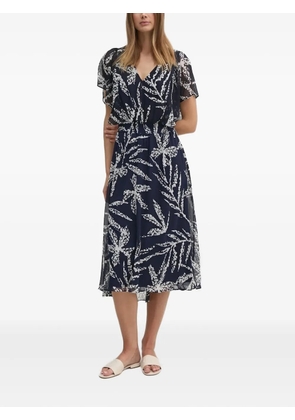 DKNY leaf-print midi dress - Blue