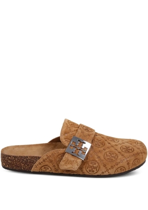 Tory Burch Mellow logo-debossed buckle slippers - Brown