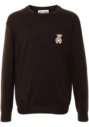 Moschino Teddy Bear-patch virgin wool jumper - Brown
