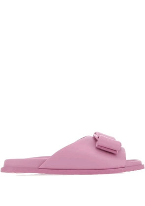 Ferragamo bow-detail leather flat sandals - Pink