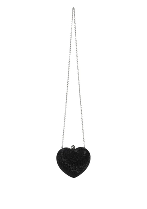 MACH & MACH crystal heart clutch bag - Black