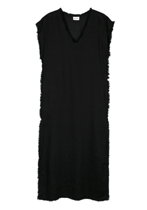 P.A.R.O.S.H. frayed linen midi dress - Black