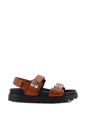 Tory Burch logo calf leather sandals - Brown