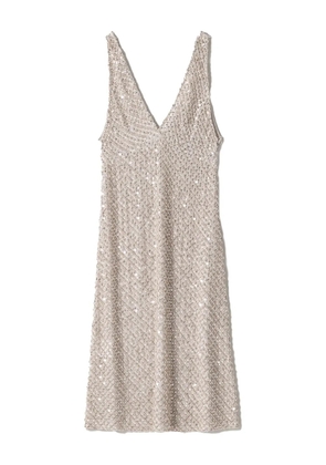 Miu Miu embroidered chiffon dress - Neutrals