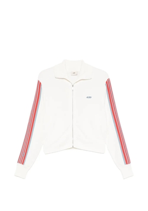 Autry striped-detail zip-fastening sweatshirt - White
