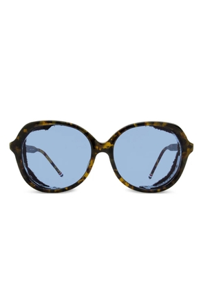 Thom Browne Eyewear rounded-square leatherette-accented sunglasses