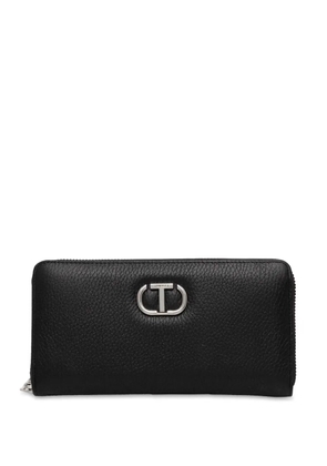 TWINSET zipped leather jacket - Black