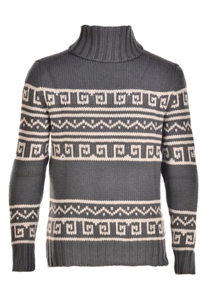 MANRICO CASHMERE patterned turtleneck sweater - Grey