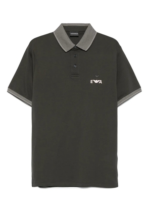 Emporio Armani logo-embroidered striped-collar polo shirt - Green