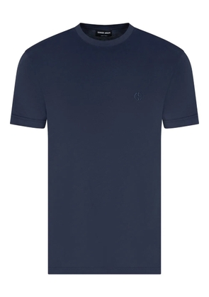 Giorgio Armani embroidered-logo cotton T-shirt - Blue