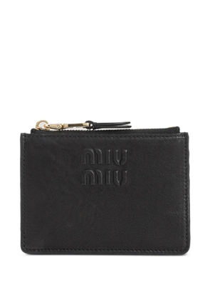 Miu Miu embossed-logo card holder - Black