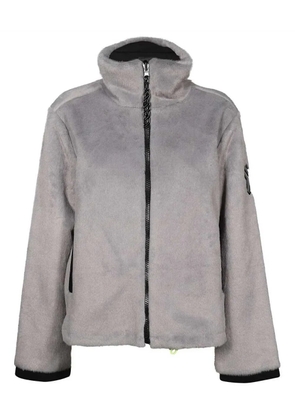 John Richmond logo-patch faux-fur jacket - Grey