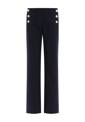 Ines De La Fressange pinstripe button-embellished trousers - Blue