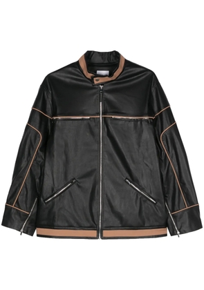 Paris Georgia contrasting-trim biker jacket - Black