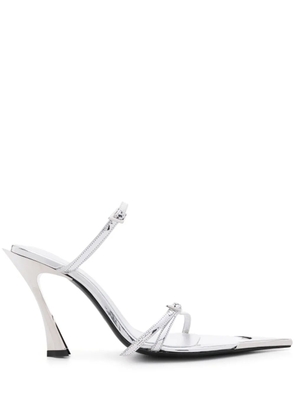 Mugler 100mm metallic-leather mules - Silver