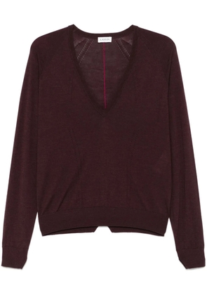 Lanvin pointelle-trim sweater - Red