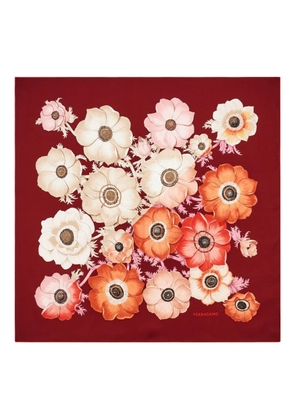 Ferragamo floral-print silk scarf - Red