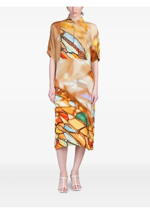 YAVI graphic-print midi dress - Neutrals