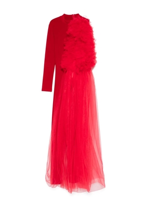 Alchemy x Lia Aram tulle-appliqué jumpsuit - Red