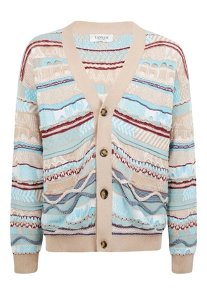 Laneus patterned-jacquard cardigan - Blue