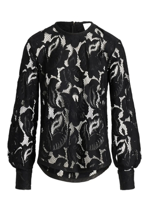 Patou balloon-sleeve lace top - Black