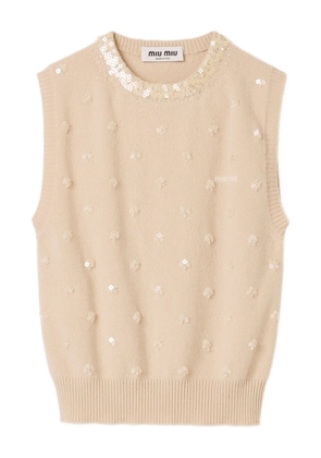 Miu Miu crew-neck cashmere vest - Neutrals