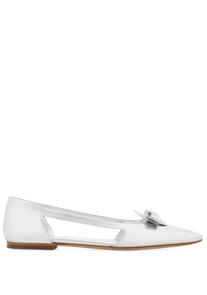 Ferragamo Drop Bow leather ballerina shoes - Silver