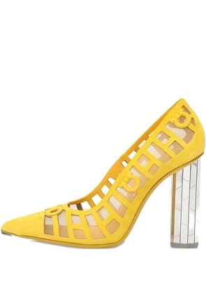 Ferragamo 105mm leather heeled pumps - Yellow