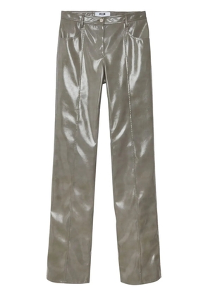 MSGM glossy-finish straight-leg trousers - Grey