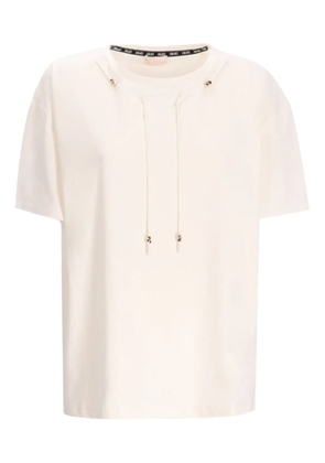 LIU JO drawstring-detail cotton T-shirt - Neutrals
