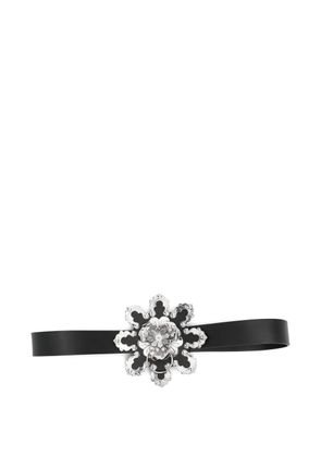Blumarine flower-embellishment leather belt - Black