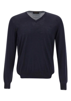 Gran Sasso V-neck ribbed-edge sweater - Blue