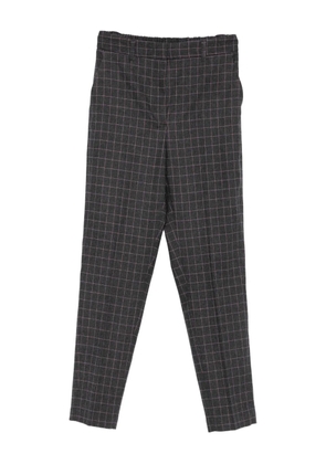 Niu grid-pattern straight trousers - Grey
