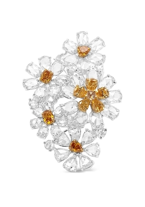 HYT Jewelry floral-shape diamond statement ring - Silver