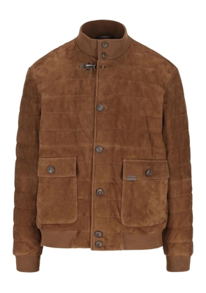 Fay quilted-pattern suede bomber jacket - Brown