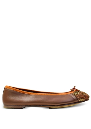 Meher Kakalia Bizzi embroidered-toe ballet flats - Brown