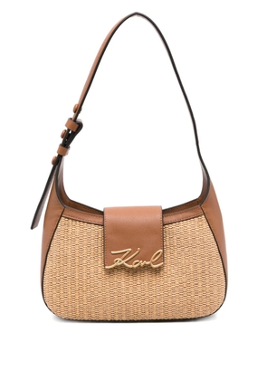 Karl Lagerfeld K/Signature woven leather shoulder bag - Neutrals