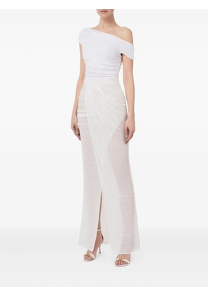 Elisabetta Franchi one-shoulder slit maxi dress - White