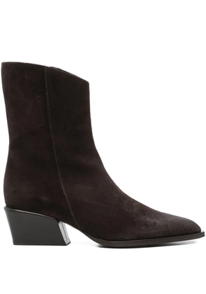 POEVE 50mm pointed-toe block-heel boots - Brown