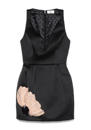 Elisabetta Franchi floral-embroidery satin mini dress - Black