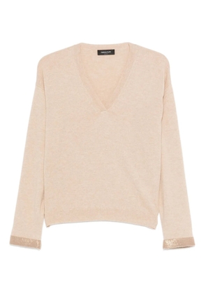 Fabiana Filippi sequin-embellished V-neck sweater - Neutrals