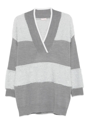 LIU JO V-neck striped sweater - Grey
